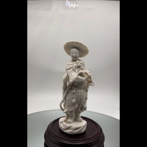 Asian Porcelain Warrior, vintage with stand